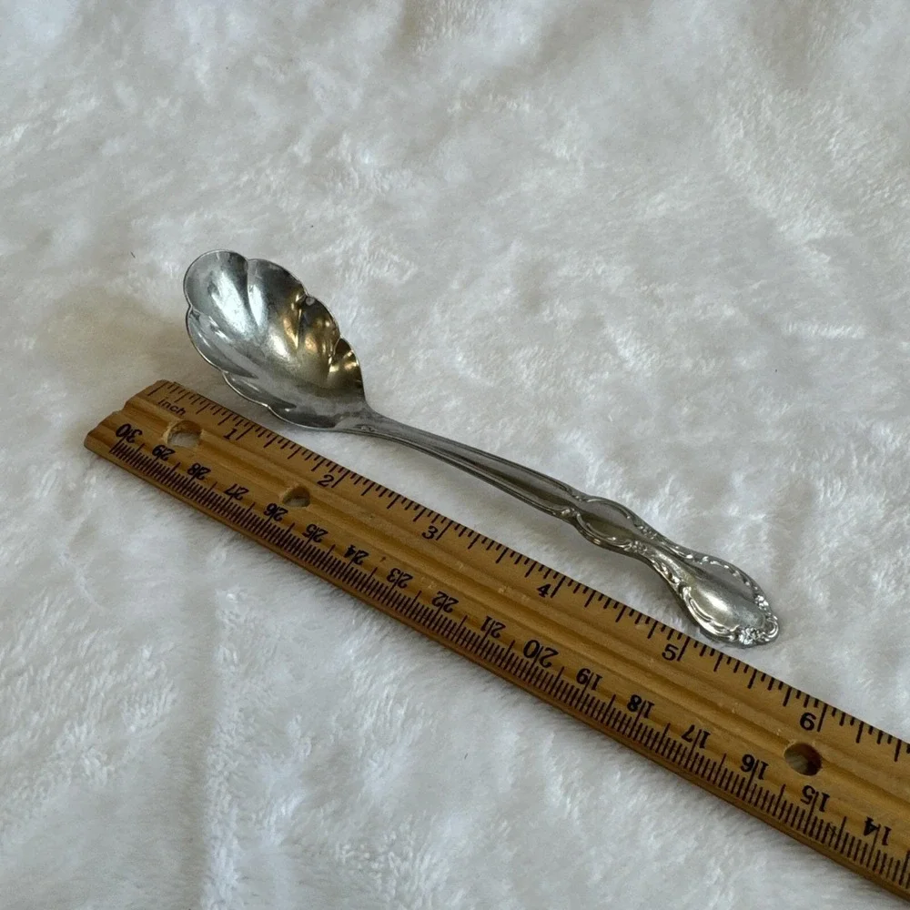 Vintage Wm Rogers‎ & Son Stainless Sugar Spoon Shell 5.5
